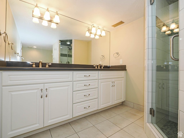 1473 E Millcreek Way, Millcreek, UT 84106 - bathroom featuring tile patterned floors, a shower stall, and double vanity