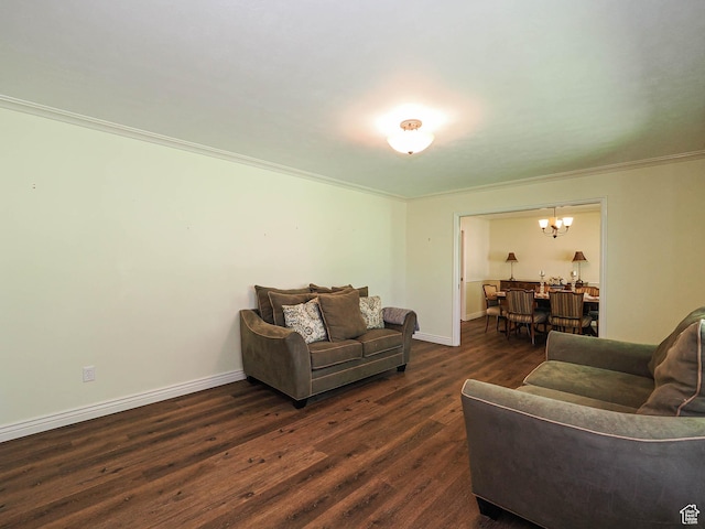 1473 E Millcreek Way, Millcreek, UT 84106 - living area with a chandelier, dark wood-style flooring, and crown molding
