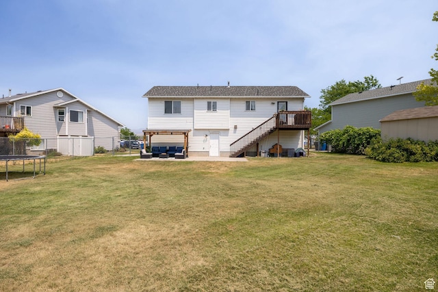 232 Sunstone Cir W, Logan, UT 84321 - rear view of house featuring stairway, a wooden deck, and a patio area