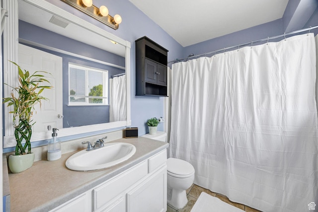 232 Sunstone Cir W, Logan, UT 84321 - bathroom featuring vanity, tile patterned floors, and a shower with curtain