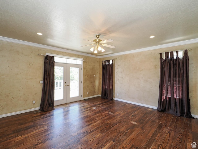 1539 S 50 E, Salem, UT 84653 - unfurnished room with wood finished floors, french doors, ceiling fan, crown molding, and recessed lighting