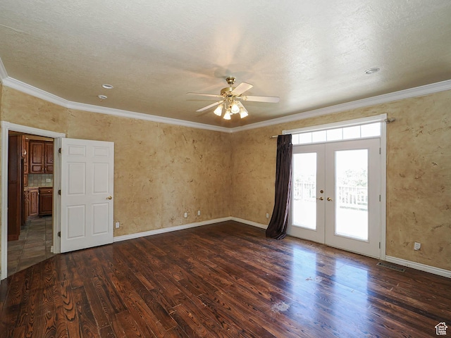 1539 S 50 E, Salem, UT 84653 - empty room featuring wood finished floors, french doors, a ceiling fan, and ornamental molding