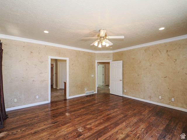 1539 S 50 E, Salem, UT 84653 - spare room with wood finished floors, ceiling fan, ornamental molding, and recessed lighting