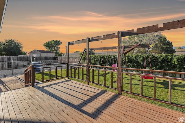 271 S Barratt Cir, American Fork, UT 84003 - deck at dusk featuring a fenced backyard