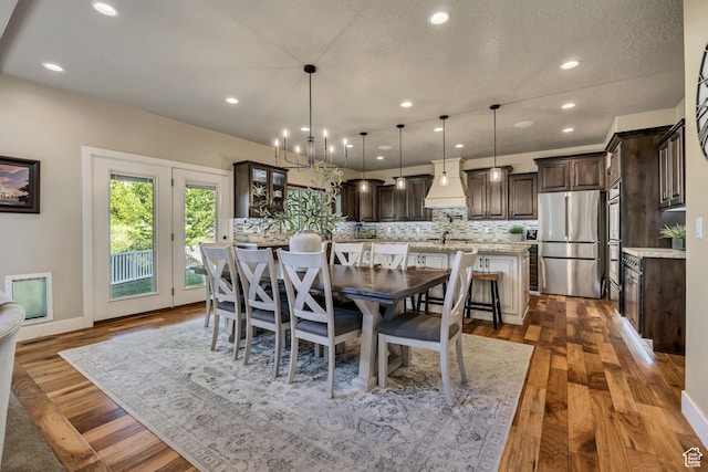 789 Eliza Ct, Farmington, UT 84025 - dining space featuring recessed lighting, dark wood-style floors, and a chandelier