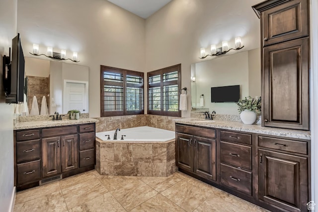 789 Eliza Ct, Farmington, UT 84025 - bathroom featuring vanity, a bath, and tile patterned floors