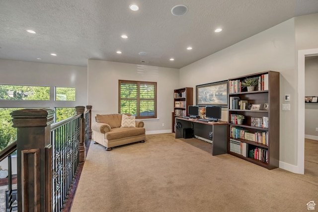 789 Eliza Ct, Farmington, UT 84025 - carpeted home office featuring recessed lighting and a textured ceiling