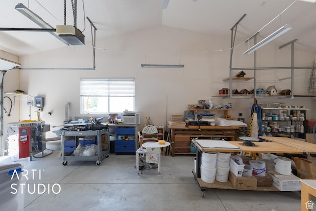 796 N 200 W, American Fork, UT 84003 - garage with a workshop area and a garage door opener