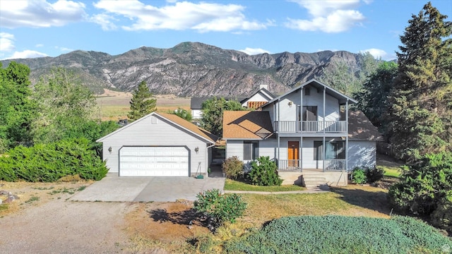 458 E 200 S, Annabella, UT 84711 - traditional-style home featuring a balcony, an outbuilding, a mountain view, and dirt driveway