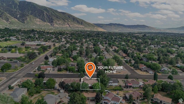 2275 E 9800 S, Sandy, UT 84092 - aerial view of property's location with property parcel outlined and mountains