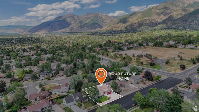 2275 E 9800 S, Sandy, UT 84092 - aerial view of residential area with property parcel outlined and mountains