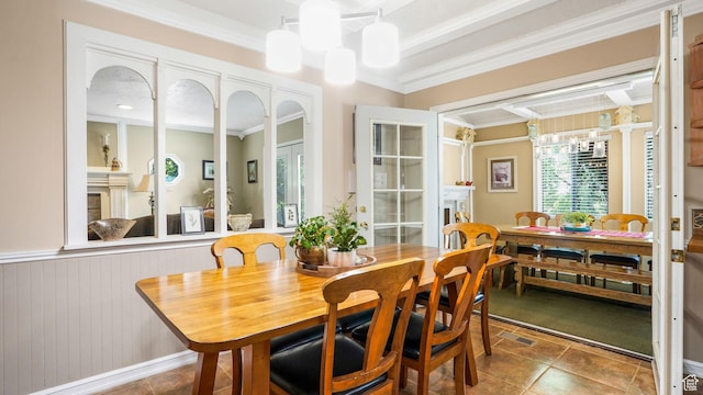 2275 E 9800 S, Sandy, UT 84092 - dining space with ornamental molding, a chandelier, and tile patterned floors