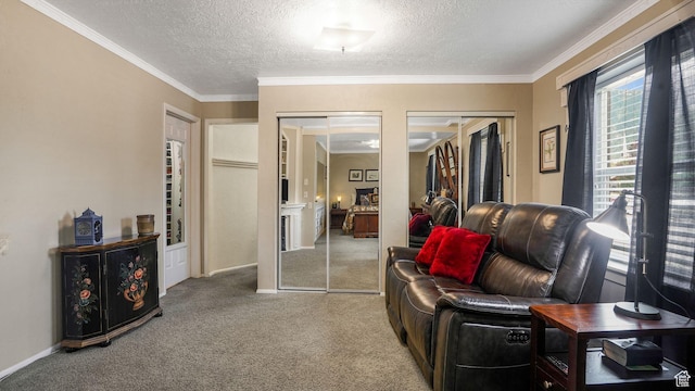 2275 E 9800 S, Sandy, UT 84092 - sitting room featuring carpet, a textured ceiling, and ornamental molding