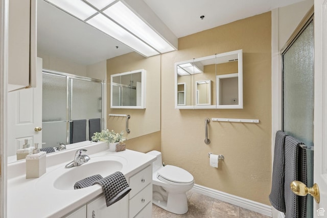 48 W 300 S Unit 1405N, Salt Lake City, UT 84101 - bathroom featuring vanity, a shower with shower door, and tile patterned flooring