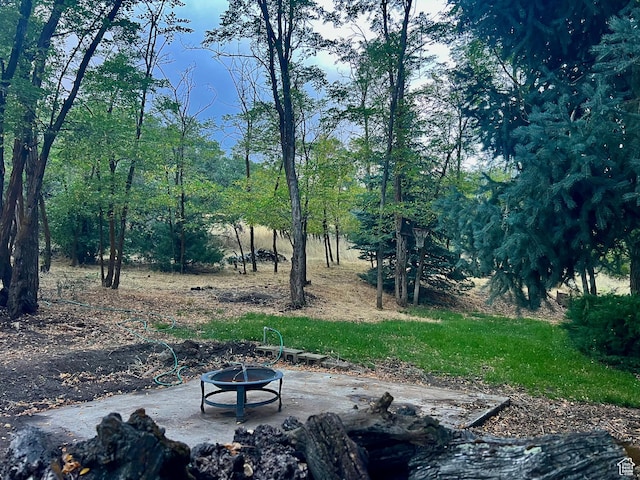 521 N Grove Dr, Alpine, UT 84004 - view of yard featuring an outdoor fire pit and a patio area