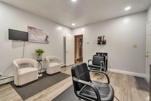 3161 S 8520 W, Magna, UT 84044 - home office featuring recessed lighting, light wood-style floors, and a baseboard radiator