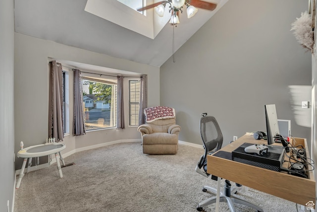 2115 W 1225 N, Layton, UT 84041 - office area with a ceiling fan, carpet flooring, and high vaulted ceiling