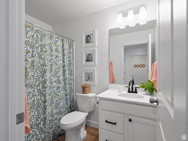 132 E Geyser Ct, Saratoga Springs, UT 84045 - full bathroom with vanity, curtained shower, wood finished floors, and a textured ceiling