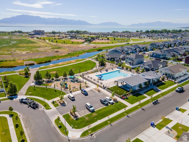 132 E Geyser Ct, Saratoga Springs, UT 84045 - aerial view of a water and mountain view and a pool area