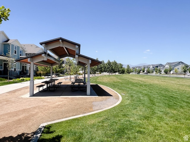 132 E Geyser Ct, Saratoga Springs, UT 84045 - view of property's community with a gazebo, a residential view, a lawn, and a mountain view