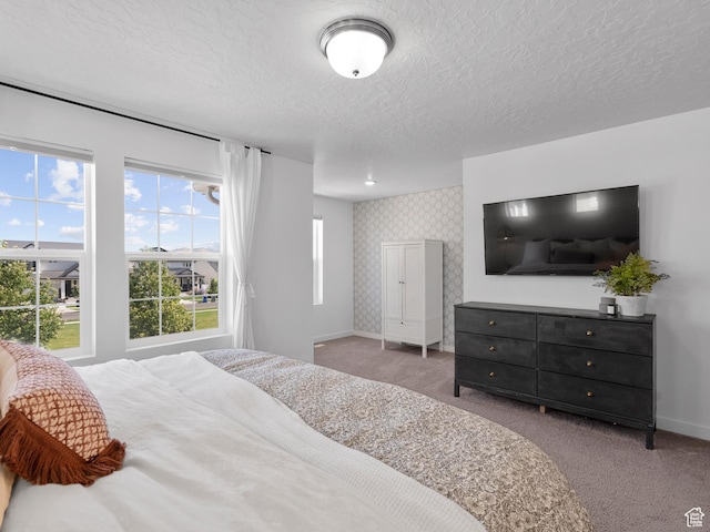132 E Geyser Ct, Saratoga Springs, UT 84045 - carpeted bedroom with a textured ceiling and wallpapered walls