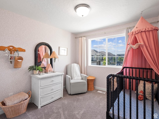 132 E Geyser Ct, Saratoga Springs, UT 84045 - carpeted bedroom with wallpapered walls and baseboards