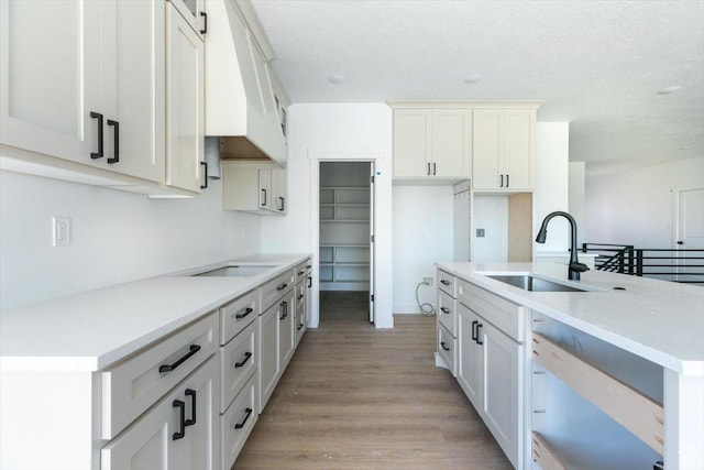 880 E 130 N, Hyde Park, UT 84318 - kitchen featuring cooktop, light wood finished floors, a textured ceiling, white cabinetry, and light countertops
