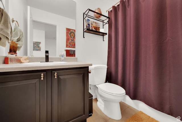3908 W Lorient Ave, West Jordan, UT 84084 - bathroom featuring vanity, tile patterned floors, and curtained shower