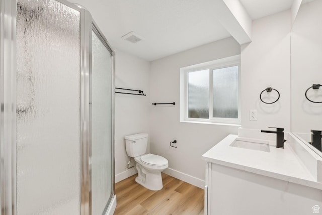 932 W Walden Meadows Dr S, Salt Lake City, UT 84123 - bathroom with vanity, a shower stall, and wood finished floors