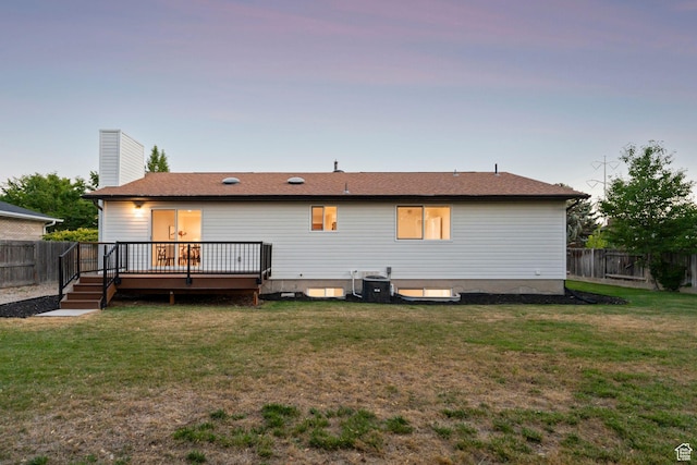 932 W Walden Meadows Dr S, Salt Lake City, UT 84123 - rear view of house with a deck, a fenced backyard, and a chimney