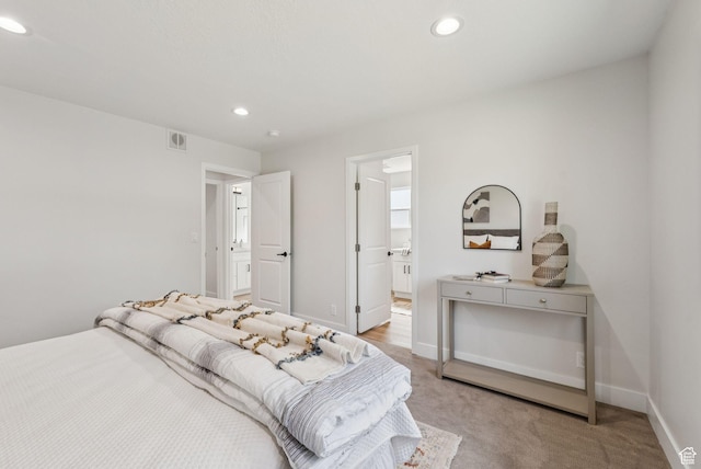 932 W Walden Meadows Dr S, Salt Lake City, UT 84123 - bedroom featuring light colored carpet, recessed lighting, and ensuite bathroom