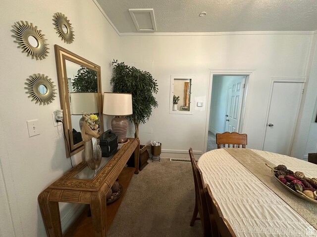 2019 Adams Ave, Ogden, UT 84401 - bedroom featuring carpet floors, ornamental molding, and a textured ceiling