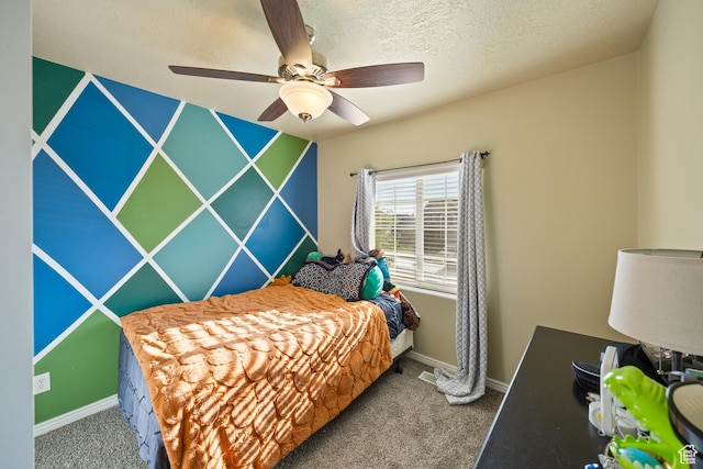 4022 S 2725 W, Roy, UT 84067 - bedroom with carpet flooring, ceiling fan, and a textured ceiling