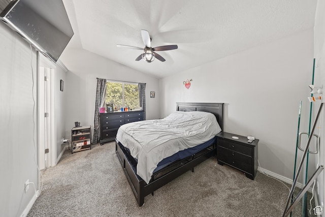 4022 S 2725 W, Roy, UT 84067 - carpeted bedroom featuring lofted ceiling and ceiling fan