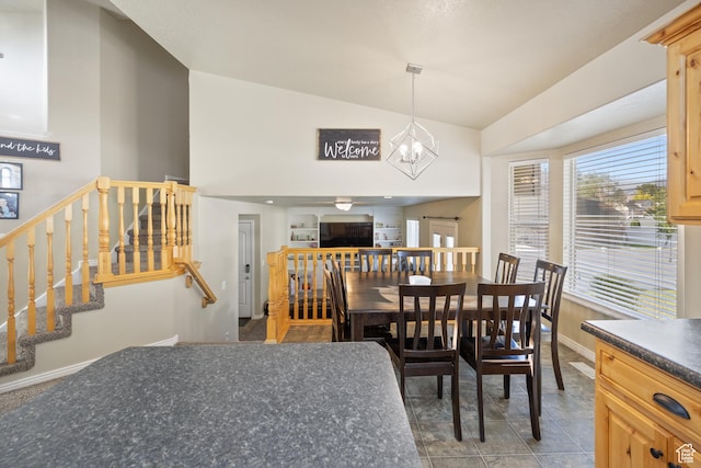 4022 S 2725 W, Roy, UT 84067 - dining room with stairway, a chandelier, and high vaulted ceiling