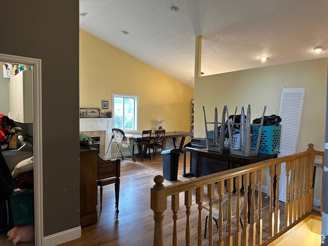 83 E 1820 S, Orem, UT 84058 - hall featuring wood finished floors, an upstairs landing, and high vaulted ceiling
