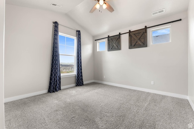 4234 W Mckellen Dr S Unit G301, Herriman, UT 84096 - carpeted empty room featuring a ceiling fan and vaulted ceiling
