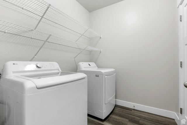 4234 W Mckellen Dr S Unit G301, Herriman, UT 84096 - laundry room with washing machine and dryer and dark wood finished floors