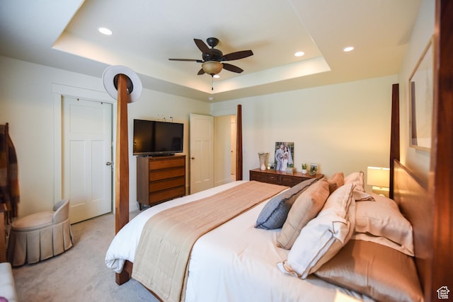 1090 E 770 S, Heber City, UT 84032 - carpeted bedroom featuring a raised ceiling, recessed lighting, and a ceiling fan