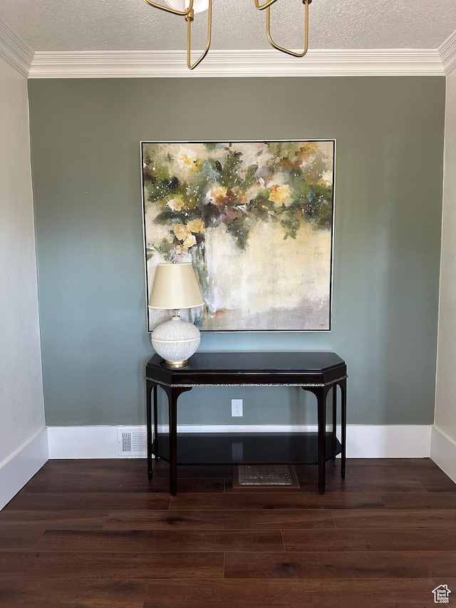380 N K St, Salt Lake City, UT 84103 - detailed view of wood finished floors, ornamental molding, and a textured ceiling