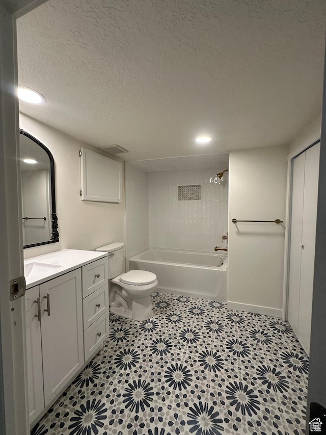 380 N K St, Salt Lake City, UT 84103 - bathroom featuring vanity, a textured ceiling, shower / bath combination, and recessed lighting