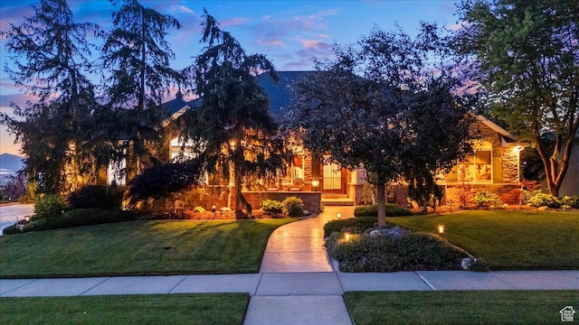 1677 E Wylie Ln, Draper, UT 84020 - view of property hidden behind natural elements with a front yard and stone siding