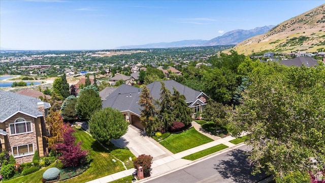 1677 E Wylie Ln, Draper, UT 84020 - aerial view of residential area with a water and mountain view