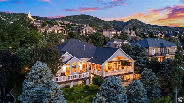 1677 E Wylie Ln, Draper, UT 84020 - rear view of property with a mountain view, a residential view, and a balcony