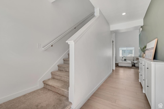 3444 Sparrow Ln W Unit 164, Eagle Mountain, UT 84005 - staircase featuring wood finished floors and recessed lighting