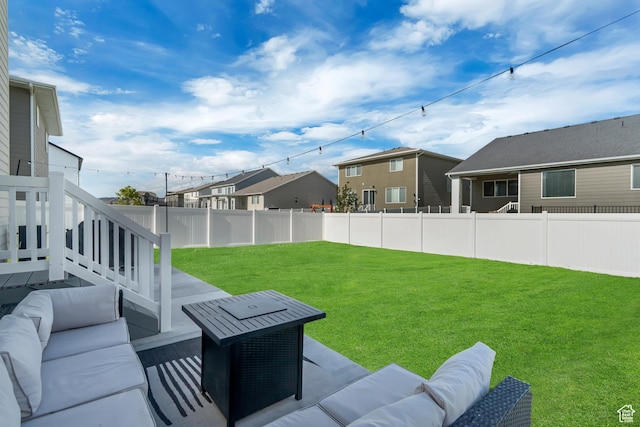 3444 Sparrow Ln W Unit 164, Eagle Mountain, UT 84005 - view of yard featuring an outdoor living space, a patio area, and a residential view