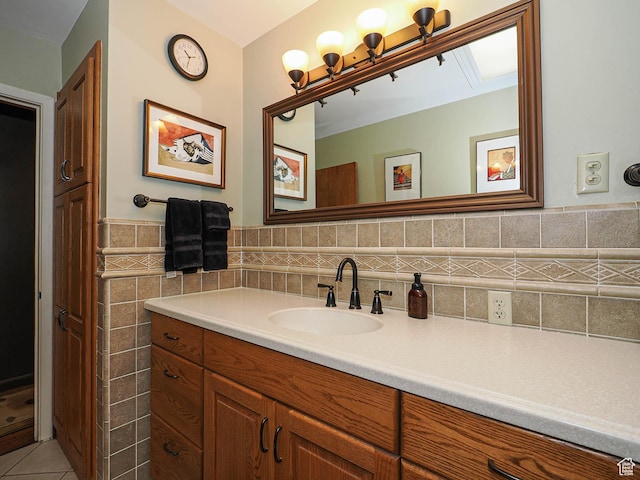 2680 E 2100th St S Unit 44-45, Salt Lake City, UT 84109 - bathroom with vanity, tile patterned flooring, tile walls, and wainscoting
