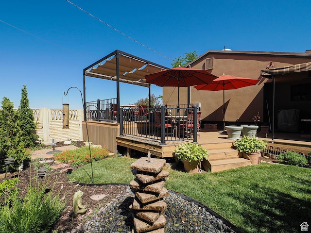 2680 E 2100th St S Unit 44-45, Salt Lake City, UT 84109 - view of green lawn with a wooden deck