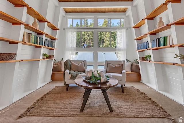 575 Upper Evergreen Dr, Park City, UT 84098 - living area with carpet floors and wooden ceiling
