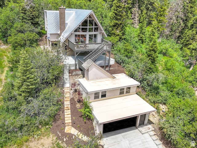 575 Upper Evergreen Dr, Park City, UT 84098 - aerial view of property and surrounding area with a heavily wooded area